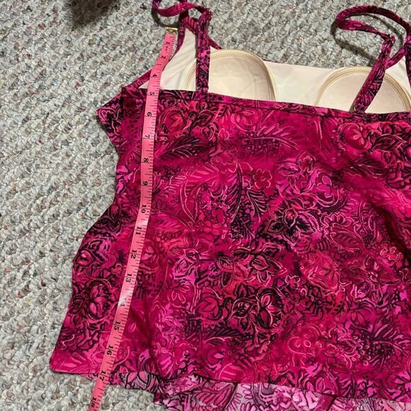 Miraclesuit Swimsuit Bikini Tankini Top Pink Tiering Up Ruffles- Size 8 - Picture 6 of 9